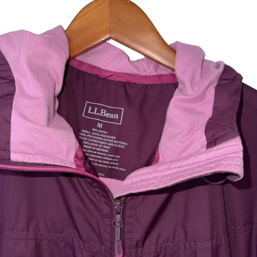 L.L. Bean Nylon Lightweight Hooded Jacket Mesh Lined Purple outdoors Women's M